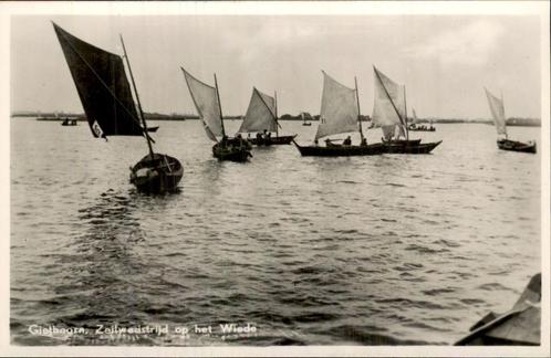 Zeilwefstrijd op het Wiede - Giethoorn, Verzamelen, Ansichtkaarten | Nederland, Gelopen, Overijssel, Voor 1920, Ophalen of Verzenden