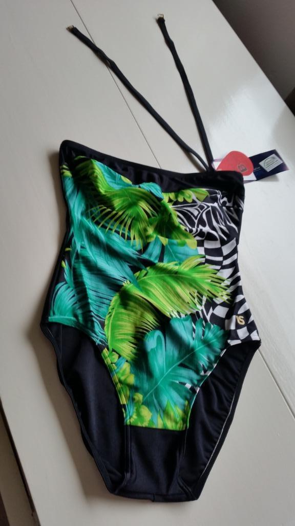 Nieuw, badpak, maat 38, cup b, zwart-groen-wit., Kleding | Dames, Badmode en Zwemkleding, Nieuw, Badpak, Overige kleuren, Verzenden
