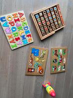 Set houten speelgoed, puzzels, stapelblokken, Ophalen of Verzenden, Gebruikt