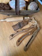 Brocante oude houten koolmessen/deegroller, Antiek en Kunst, Ophalen of Verzenden
