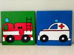 Schilderijen Kunst voor kinderkamer - Ambulance & Brandweerw, Ophalen of Verzenden, Gebruikt, Wanddecoratie
