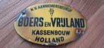 Emaille bordje boers en vrijland, Ophalen of Verzenden, Gebruikt, Reclamebord