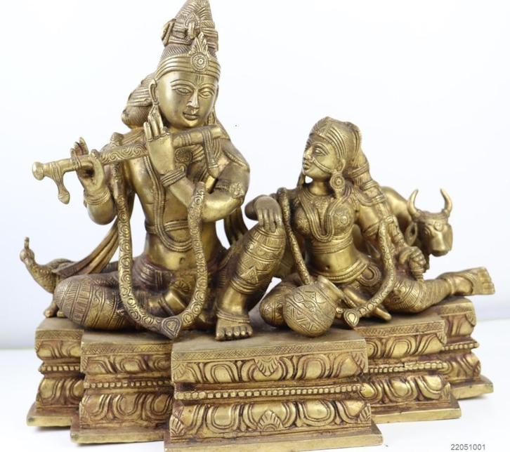 Groot standbeeld Krishna  - Brons, Antiek en Kunst, Kunst | Niet-Westerse kunst, Ophalen of Verzenden