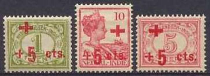 Ned-Indie NVPH nr 135/7 postfris Rode Kruis 1915, Postzegels en Munten, Postzegels | Nederlands-Indië en Nieuw-Guinea, Postfris