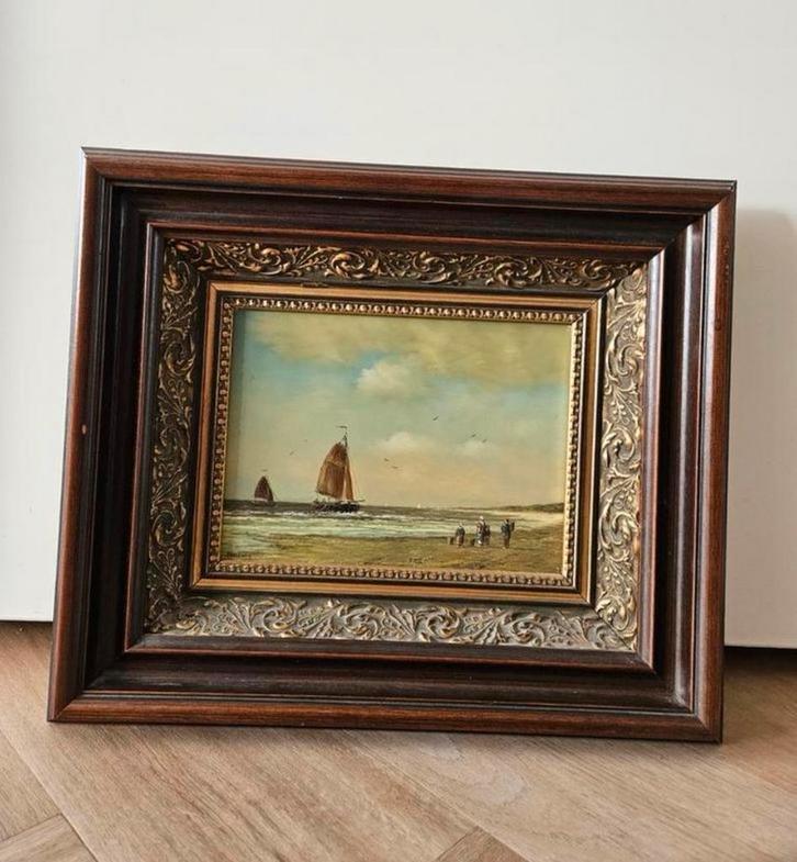 Schilderij: Zeilschip op het Strand, Antiek en Kunst, Kunst | Schilderijen | Klassiek, Ophalen
