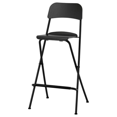Ikea Franklin Barkrukken - 2 stuks zwart SCHEVENINGEN, Huis en Inrichting, Barkrukken, Gebruikt, 60 tot 90 cm, Hout, Metaal, 2 krukken
