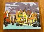 Schilderij op doek 40 x 50 cm “stadsgezicht “ met haven, Verzenden