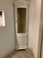 Hoek vitrinekast wit engels mahonie, originele binnenwerk, Huis en Inrichting, Kasten | Vitrinekasten, 200 cm of meer, 25 tot 50 cm