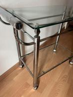 Stijlvolle barcart / serveerwagen – chroom met geslepen glas, Verzamelen, Retro, Ophalen of Verzenden, Huis en Inrichting