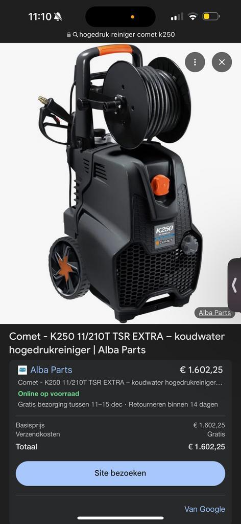 Hogedrukreiniger Comet K250 Classic, Tuin en Terras, Hogedrukreinigers, Gebruikt, Elektrisch, Met regelbare waterdruk, Ophalen