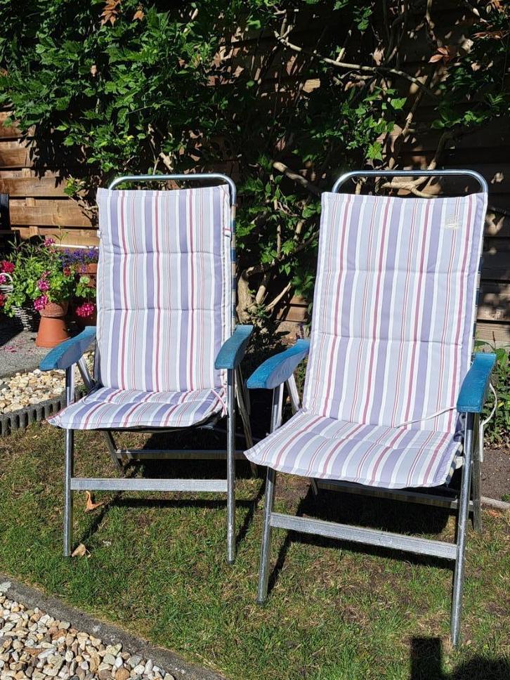 2 tuinstoelen, campingstoelen, Tuin en Terras, Tuinstoelen, Gebruikt, Aluminium, Inklapbaar, Ophalen