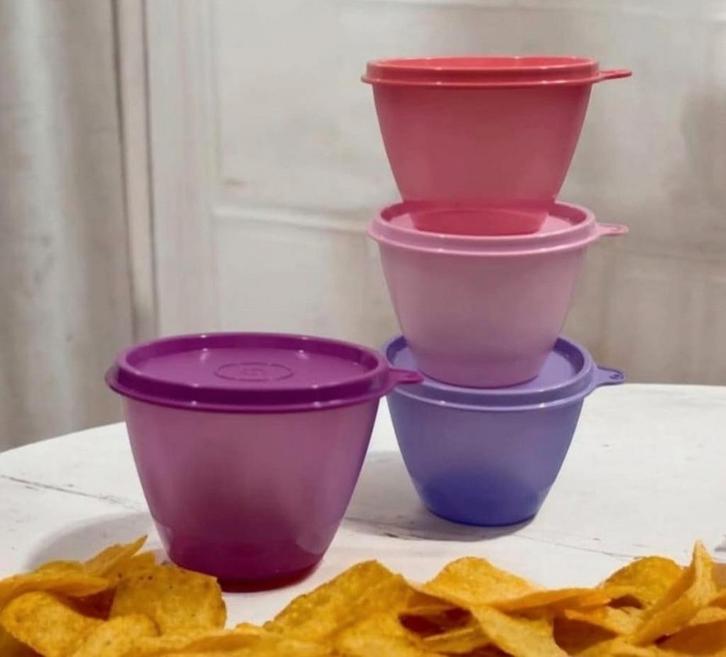 TUPPERWARE Koelkastkommen 380 ml & Dessert Trio 200 ml, Huis en Inrichting, Keuken | Tupperware, Nieuw, Overige typen, Blauw, Ophalen of Verzenden