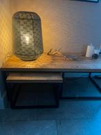 Houten bijzettafel met metalen frame en 2 kleine tafeltjes, Huis en Inrichting, Tafels | Bijzettafels, Minder dan 45 cm, Ophalen of Verzenden