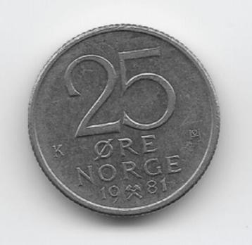 Noorwegen 25 øre 1981 KM# 417 beschikbaar voor biedingen