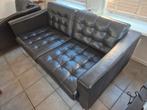 Landskrona 2 zits leer / leder / leren bank zwart, Huis en Inrichting, Banken | Sofa's en Chaises Longues, Ophalen, Fraaie staat