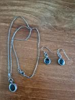 Zilveren ketting en oorbellen set met granaat, Sieraden, Tassen en Uiterlijk, Kettingen, Ophalen of Verzenden, Gebruikt, Zilver