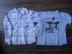 Overhemd met bijpassend blauw t-shirt - maat 122/128, Jongen, Gebruikt, Ophalen of Verzenden, Overhemd of Blouse