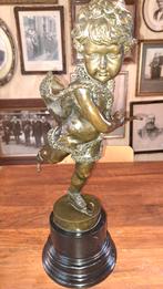 Zeer mooi brons beeld Putti / Cupido op schaatsen 52 cm hoog, Antiek en Kunst, Antiek | Koper en Brons, Ophalen