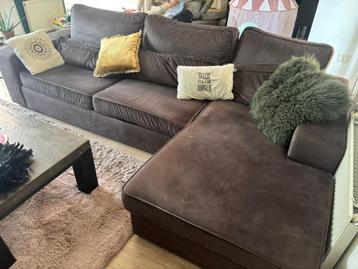Bruine/taupe velvet bankstel beschikbaar voor biedingen