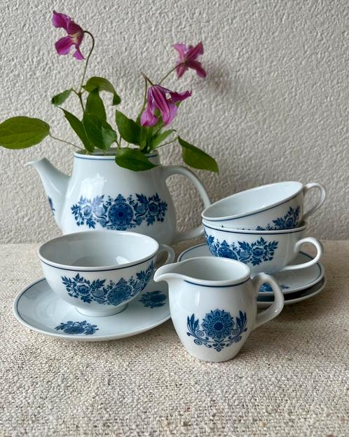 Vintage thee servies Maastricht Mosa Douwe Egberts vaas, Antiek en Kunst, Antiek | Servies los, Ophalen of Verzenden