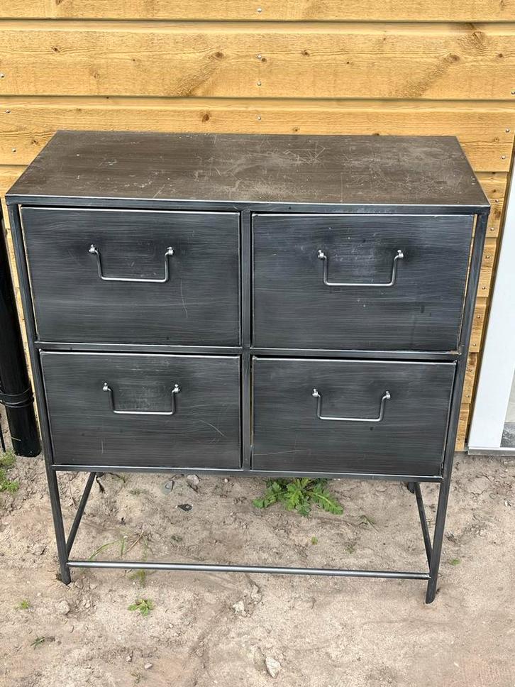 Industrieel ladenkastje antraciet grijs, Huis en Inrichting, Kasten | Dressoirs, Gebruikt, 50 tot 100 cm, 25 tot 50 cm, Met lade(s)