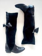 Vintage zwarte leren / suede hoge overknee laarzen maat 38, Hoge laarzen, Zwart, Ophalen of Verzenden, Zo goed als nieuw