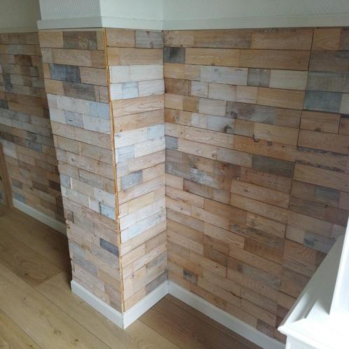 Wandbekleding WoWood plakhout circa 5.8 m2, Doe-het-zelf en Verbouw, Hout en Planken, Zo goed als nieuw, Plank, Overige houtsoorten