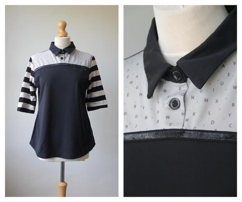 Zip73 - leuke top / shirtje / zwart grijs / maat L XL travel, Kleding | Dames, Tops, Zo goed als nieuw, Maat 42/44 (L), Zwart