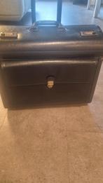 Vintage leren pilotenkoffer met wielen, Ophalen of Verzenden