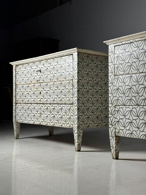 Ladekast commode Frans antiek wit beschilderd, Huis en Inrichting, Kasten | Ladekasten, Gebruikt, Minder dan 100 cm, 50 tot 100 cm