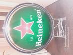 Mooie Heineken buiten verlichting dubbelzijdig 80 cm doorsne, Verzamelen, Biermerken, Ophalen, Zo goed als nieuw, Reclamebord, Plaat of Schild