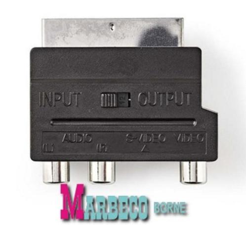 Schakelbare SCART-Adapter, SCART Male, S-Video Female, 3xRCA, Audio, Tv en Foto, Audiokabels en Televisiekabels, Nieuw, Scartkabel
