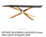 Richmond blackbone eettafel 240x100 cm. Gouden kruispoot., Huis en Inrichting, Tafels | Eettafels, Ophalen, 200 cm of meer, Zo goed als nieuw