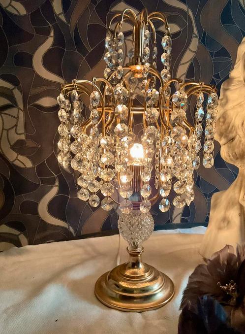 Bijzondere messing tafellamp met traandruppels., Antiek en Kunst, Antiek | Lampen, Ophalen of Verzenden