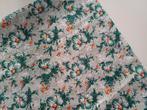Lap vintage stof oranje groen bloemen Katoen nieuw, Nieuw, Ophalen of Verzenden, 30 tot 120 cm, Katoen
