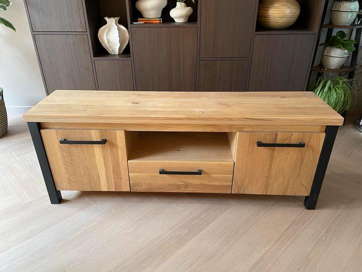 TV meubel van eikenhout Santos, Huis en Inrichting, Kasten | Televisiemeubels, Zo goed als nieuw, Minder dan 100 cm, 150 tot 200 cm
