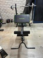 Halterbank Tunturi + 2 halters + gewichten, Ophalen, Gebruikt, Krachtstation, Armen