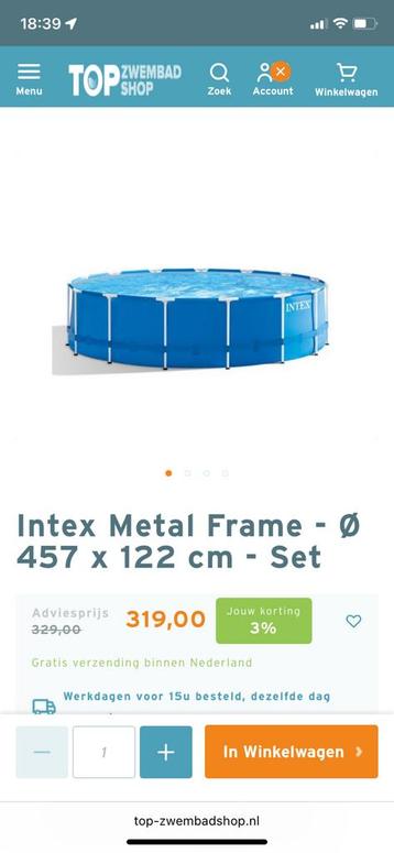 Zwembad intex prism 457 x 122 cm beschikbaar voor biedingen