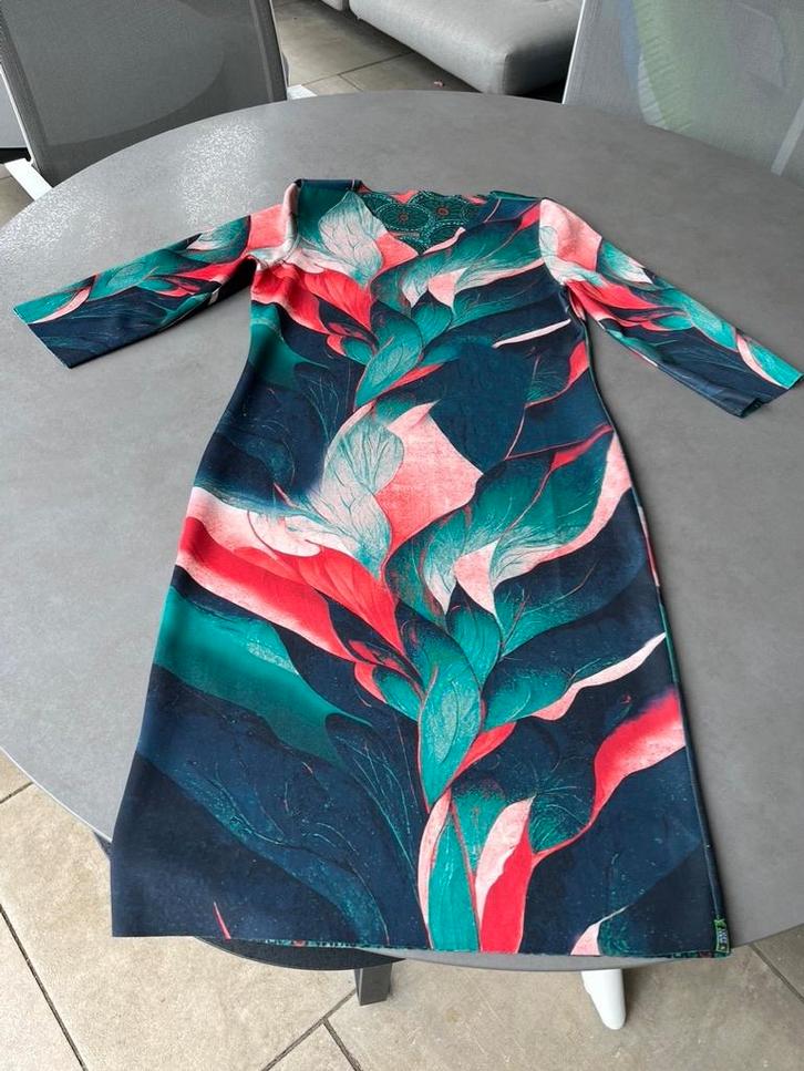 Groen roze/rode Lizzy & Coco jurk, 2 zijden draagbaar, mt L, Kleding | Dames, Jurken, Zo goed als nieuw, Maat 42/44 (L), Groen