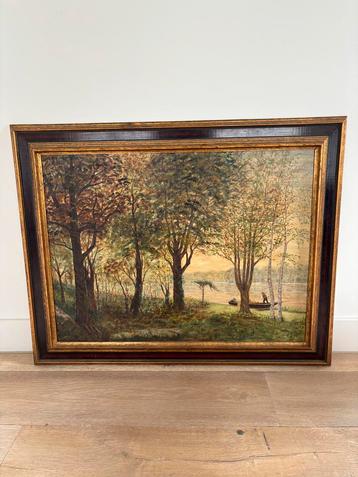 Zeer mooi schilderij olieverf op doek vergulde lijst beschikbaar voor biedingen