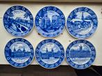 6 Delftsblauwe Amsterdamse Decoratiebordjes, Antiek en Kunst, Antiek | Wandborden en Tegels, Ophalen