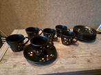 Zwart servies met stippen, Huis en Inrichting, Keuken | Servies, Keramiek, Ophalen of Verzenden, Zo goed als nieuw, Overige stijlen