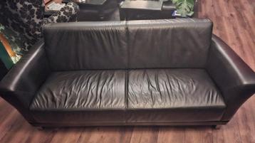 Gratis Zwart leren 3-zitsbank 2 meter breed