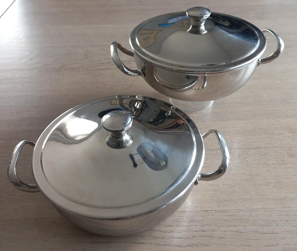 Alessi dekschalen-set - RVS (2), Ophalen of Verzenden, Zo goed als nieuw, Rvs, Overige typen