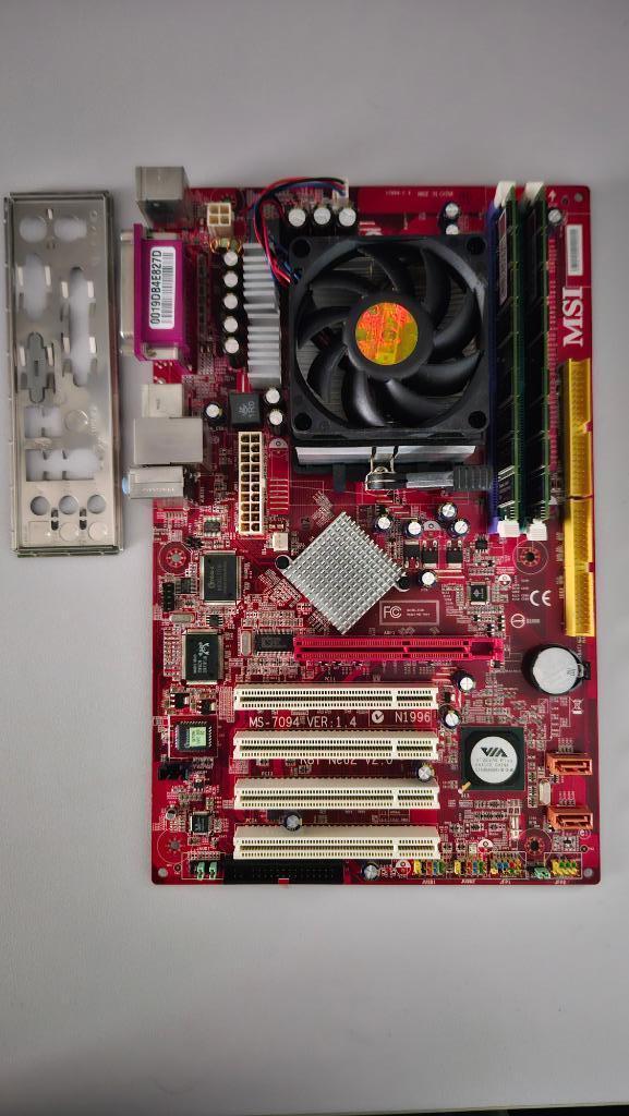 MSI K8T Neo2-F V2.0 + AMD Athlon 64 3200+ + 2GB, Computers en Software, Moederborden, Gebruikt, Overige typen, DDR, Verzenden