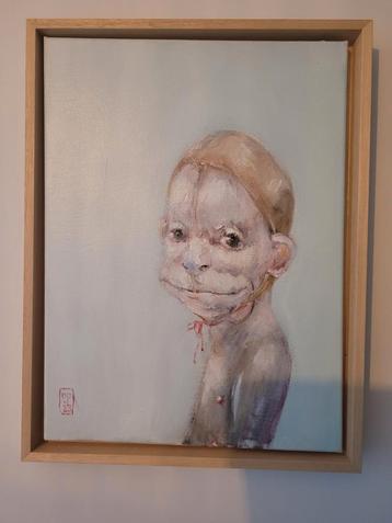 Gesigneerd schilderij van Dorien Plaat in baklijst beschikbaar voor biedingen