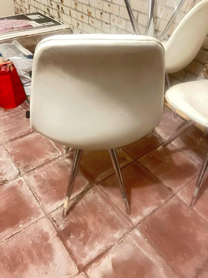 4 Witte Kubikoff Design Eetkamerstoelen - Gratis ophalen,, Huis en Inrichting, Stoelen, Gebruikt, Wit, Ophalen