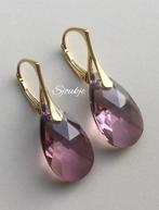 Oorbellen Swarovski kristal goud NIEUW zilver ketting parel, Met kristal, Hangers, Nieuw, Ophalen of Verzenden