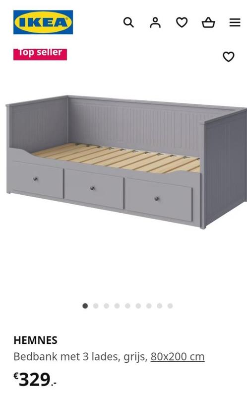 hemnesbed grijs, Huis en Inrichting, Slaapkamer | Bedden, Zo goed als nieuw, Eenpersoons, 80 cm, 200 cm, Hout, Grijs, Ophalen