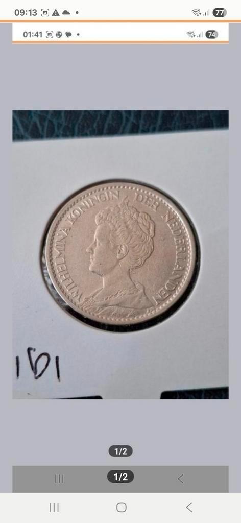 Gulden 1916 in een mooie kwaliteit. Schaars., Postzegels en Munten, Munten | Nederland, Losse munt, 1 gulden, Koningin Wilhelmina